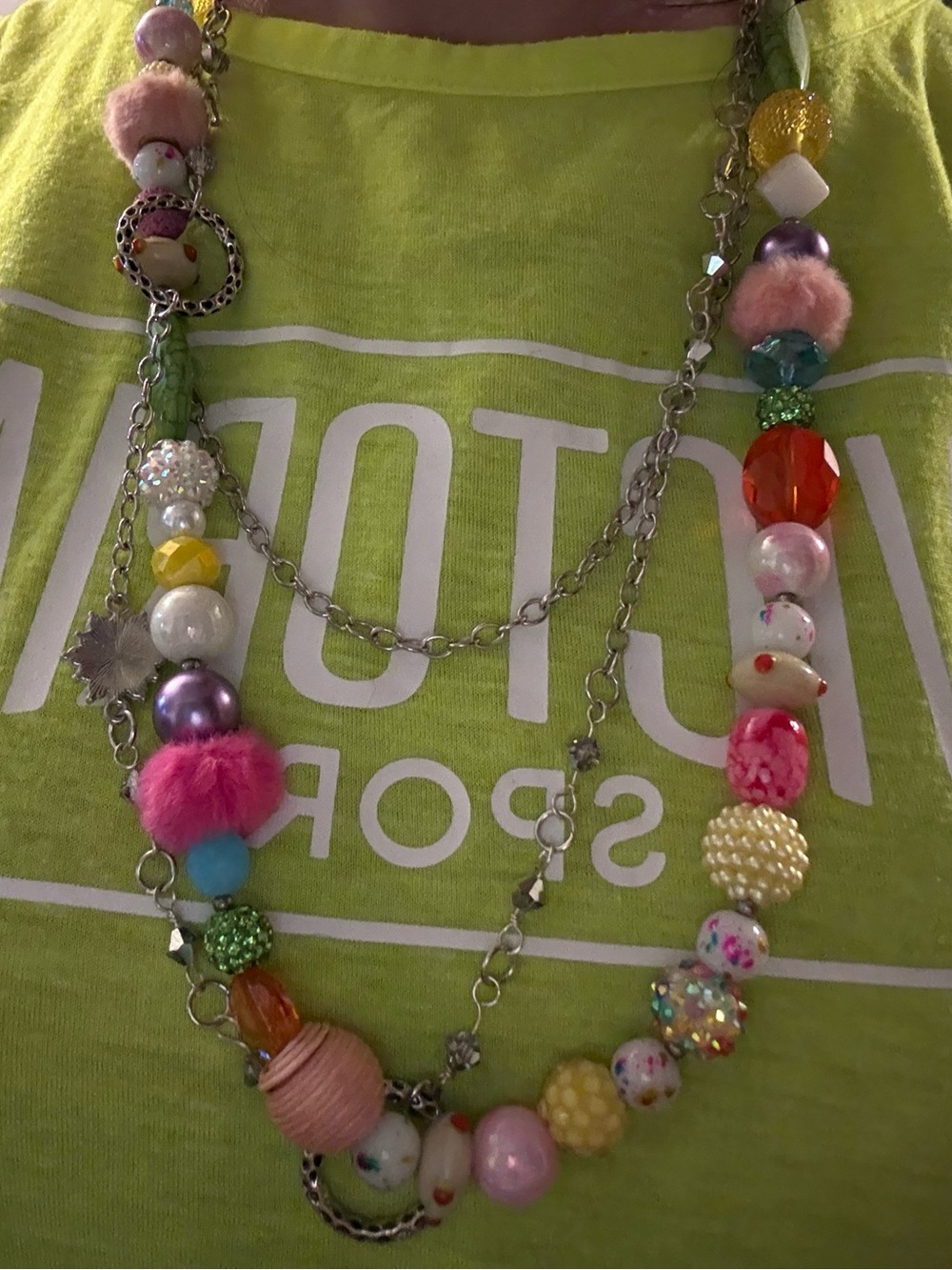 Handmade Eclectic Chunky Beaded Multi-Strand Statement Necklace Kitsch Y2K
